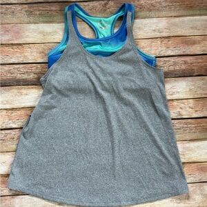 Old Navy Gray Tank with Blue & Turquoise Built-In Sports Bra